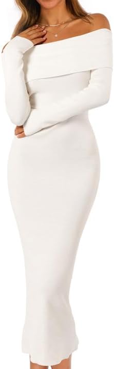 XP Off-Shoulder Fitted Sweater Dress for Women